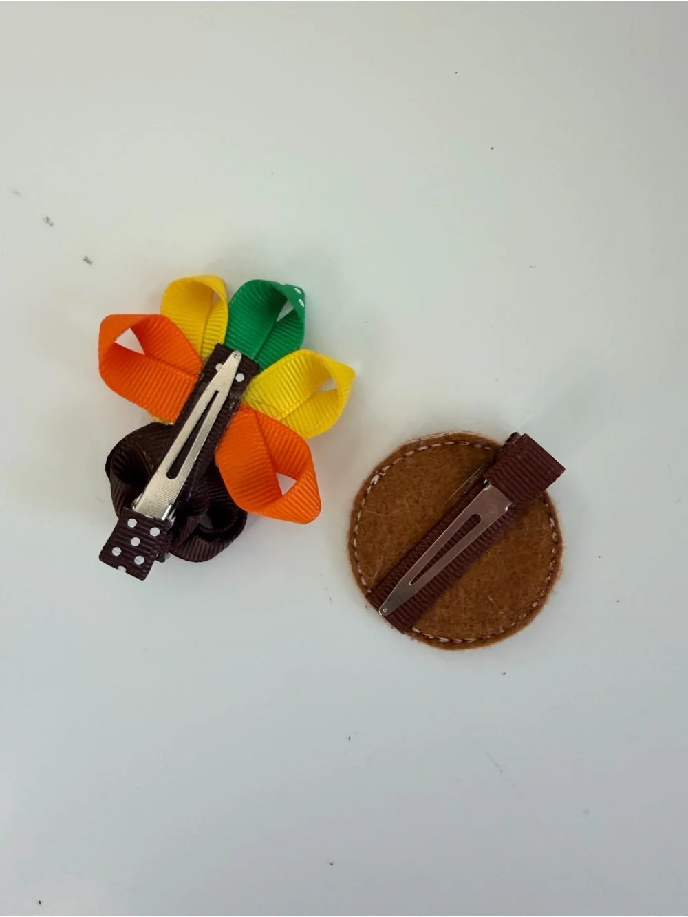 Handmade Thanksgiving Turkey Gingerbread Cookie Hair Clip Set Girls Fall Holiday